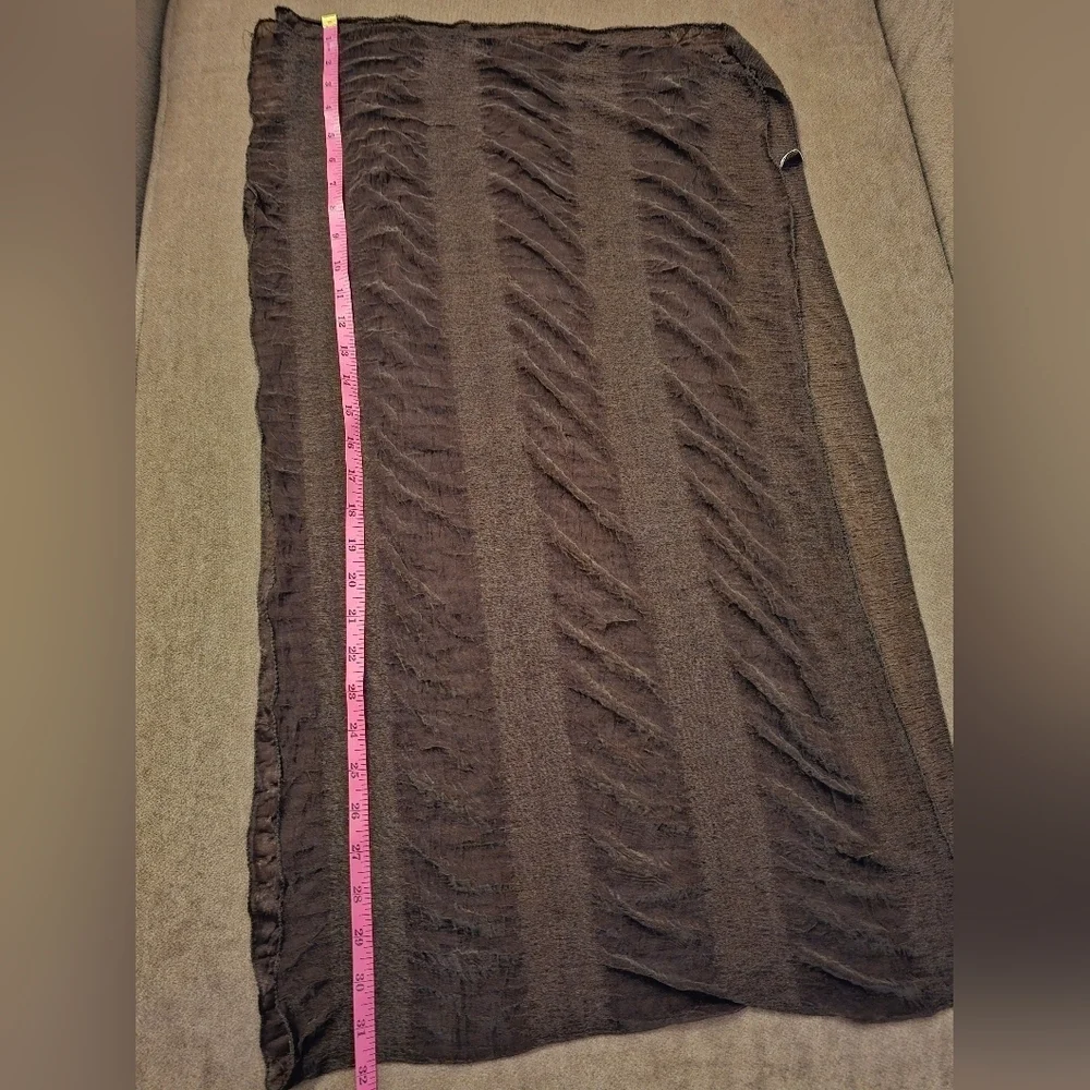 Lavello Crinkle Sheer Chocolate Brown Shimmer Scarf OS